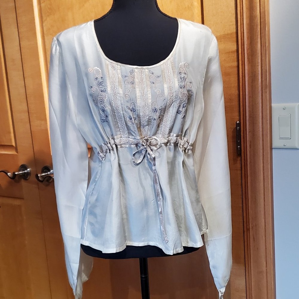NWT April Cornell designer silk sheer blouse